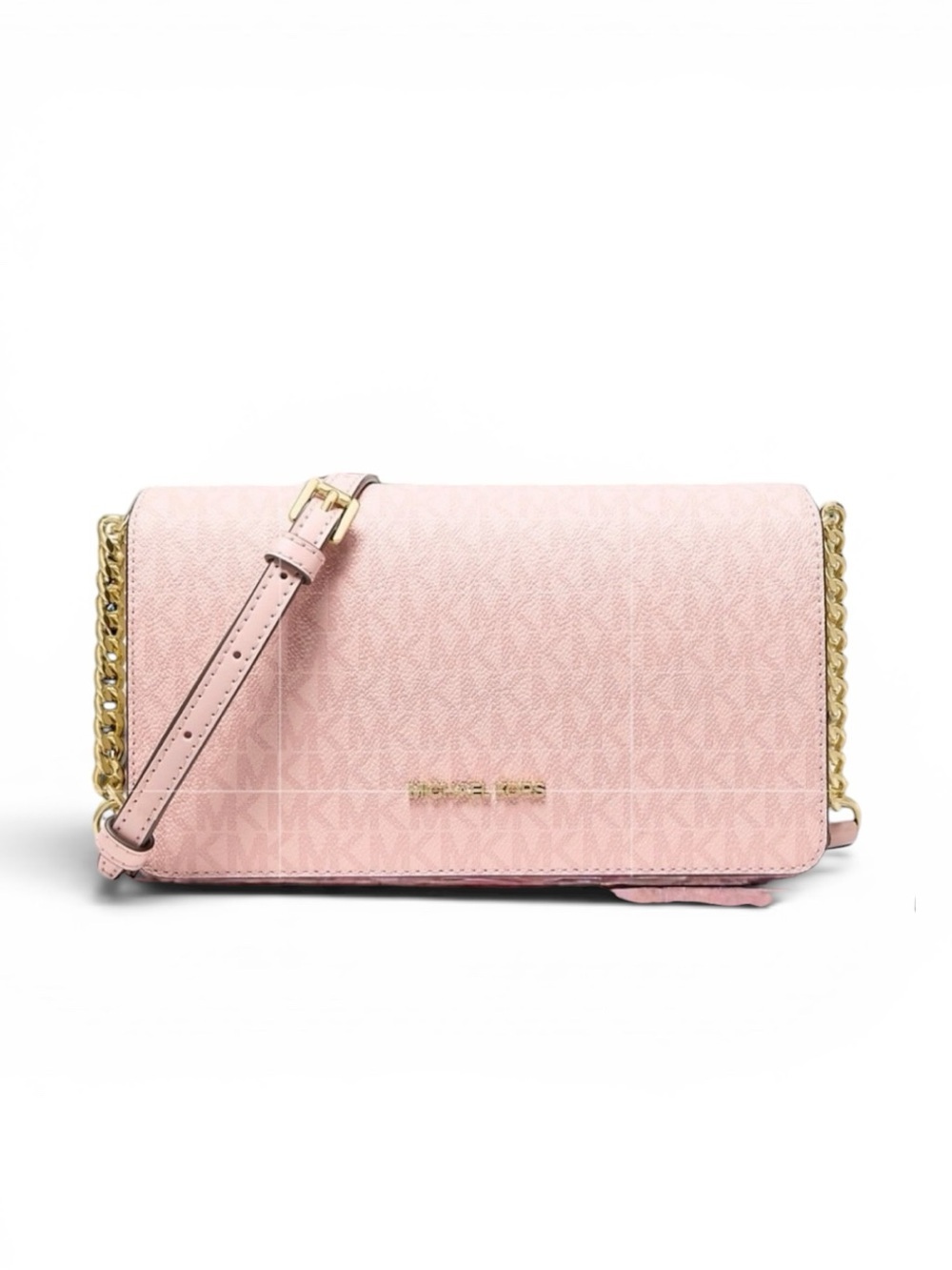 Michael Kors Jet Set Medium Signature Logo Crossbody Bag Powder Blush 35F5GTVC